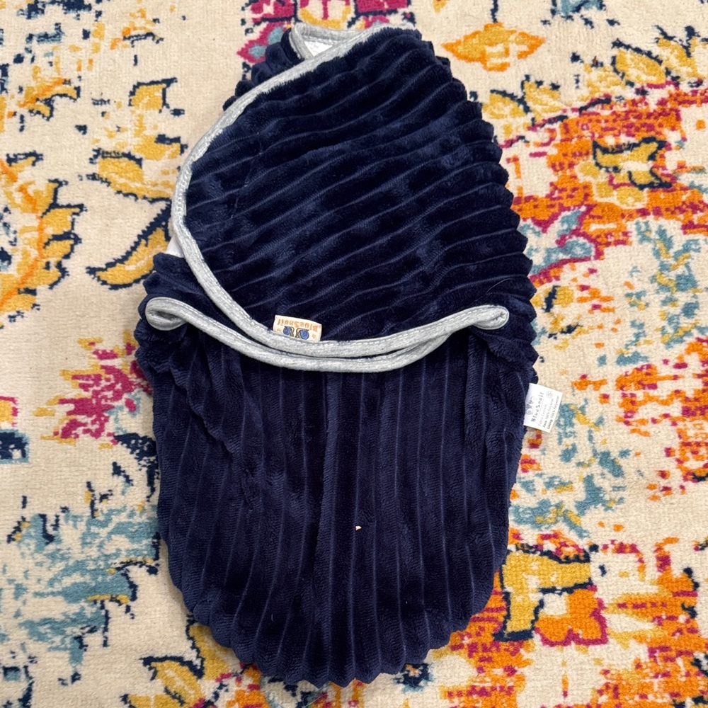 Navy Blue Fleece Ribbed Baby Swaddle Blanket